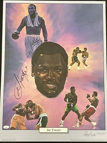 Joe Frazier assinou litografia de boxe Autograph Le Heavyweight Olympic Hof JSA - Arte de boxe autografada