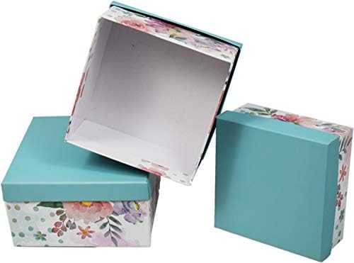 Conjunto de 4 conjuntos de caixas de ninho florais decorativas pastel- Caixas de ninho para presentes e decoração! Lindos desenhos pintados em aquarela - a maior caixa mede 6 x6 x3.125