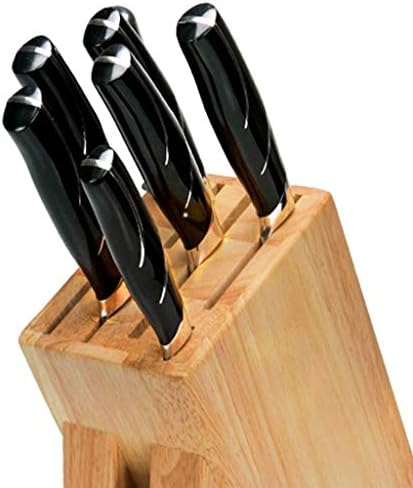 Bloco de faca de madeira de bambu llryn, sem facas, porta -faca do açougueiro de bancada e organizador com slots largos para fácil armazenamento de faca de cozinha