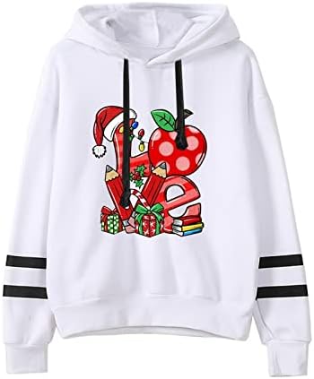 Hoodies gráficos de natal de natal lixo com capuz top top top top casual capuz de manga comprida pullover feminino capuz