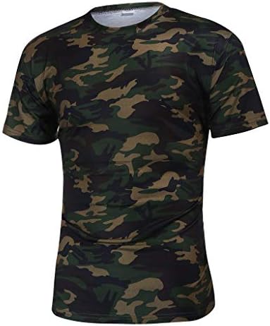 Camuflagem de camuflagem masculina Esportes de fitness atléticos de manga curta Camufeca de camuflagem de camuflagem de camisetas