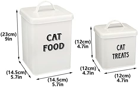 Pethiy Cat Food and Treats Recleers Set With Scoop for Cats-Vintage Creme Creme com tampas de aço de aço com revestimento de aço de gatos Tinisões de armazenamento TINIS