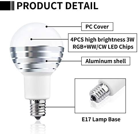 Bonlux 3W E17 RGBW Alteração de cor Bulbo LED A50, E17 Base intermediária Base LED LED Bulbo 30W Halogen equivalente com remoto