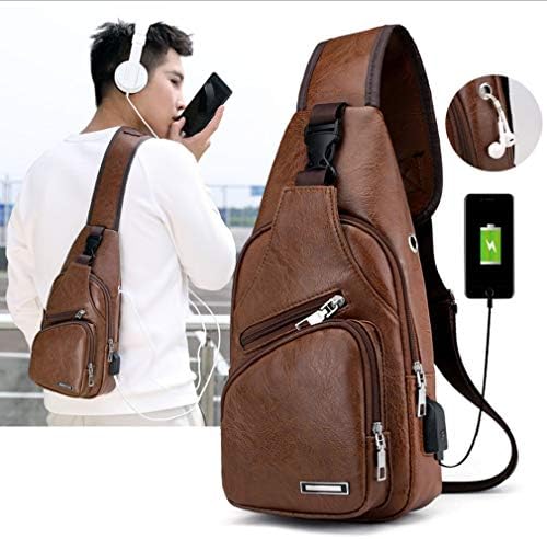 HEBETAG PU SLING SLING CRESSBOOD BACO PARA MAN MOMENS PABOLO DE ombro pequeno Body Cross Body Chest Sacts com USB Charging