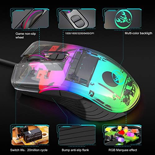 YouPeck Wired Gaming Mouse, 7 botões programáveis, mouse ergonômico de jogos RGB com 16,8 milhões de croma 7 Lit para PC,