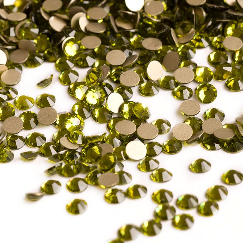 SS8 1440pcs strass verde olivina para unhas de unhas lisadas não -hotfix cola em pedras de vidro de cristal para decoração de unhas de vestuário artesanal