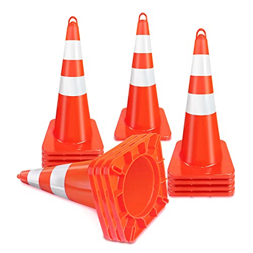 Cones de trânsito 28 polegadas Orange 12 pacote com colares refletivos FIT Estacionamento, Controle de tráfego de trânsito