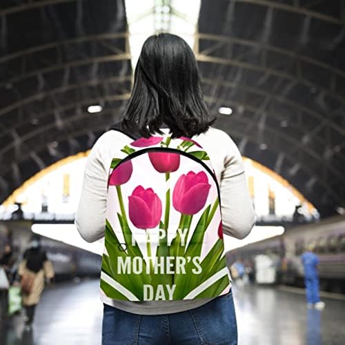 Mochila Laptop VBFOFBV, Mochila de mochila elegante de mochila Casual Macks para homens, Happy Day das Mães Tulipas Rosa