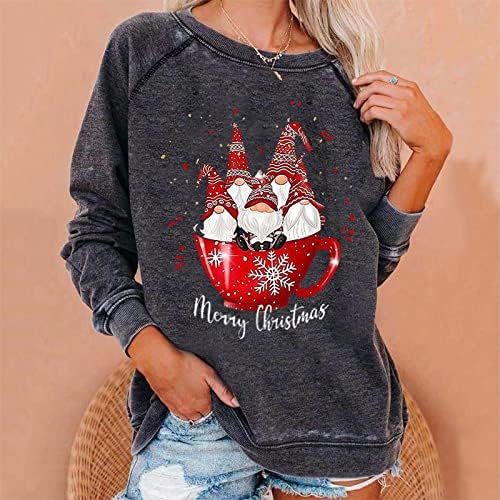 Flekmarmaart feminino de Natal feia manga longa o pescoço 3d moletons estampados