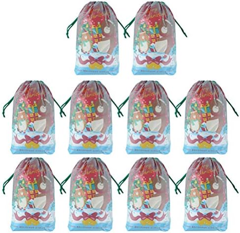 ABAODAM 10PC Christmas Double- Deck Sacos de doces de cordão de Natal Bolsa de presente tema Bolsa criativa Bolsas de biscoitos elegantes