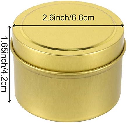 HAKZEON 48 PCS 4 oz de latas de vela de ouro, latas de armazenamento com tampas deslizantes, recipientes de velas