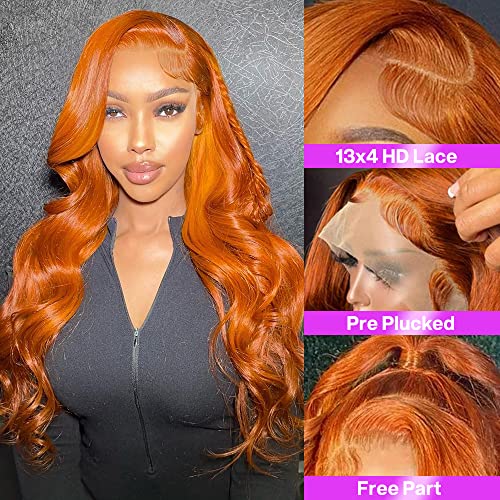 Taiill Orange Ginger Lace Wigs Front Wigs Human Hair Body Wave 13x4 HD Lace Frontal Wigs Humanos de cabelos humanos para