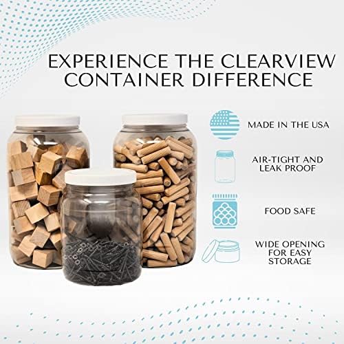 ClearView Containers | Recipientes de despensa hermética para artes e ofícios, manteiga de amendoim, mel, farinha de geléia, açúcar, lodo DIY, café
