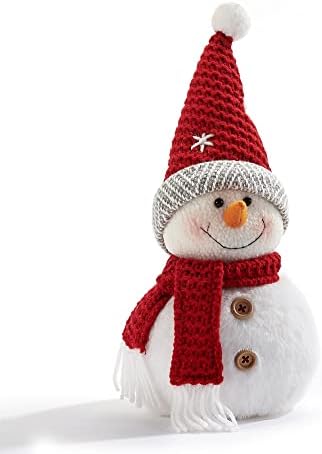 GROSTCHraft 682597 Decoração de boneco de neve de Natal, 9,06 polegadas, poliéster, pedra, bambu, metal e plástico