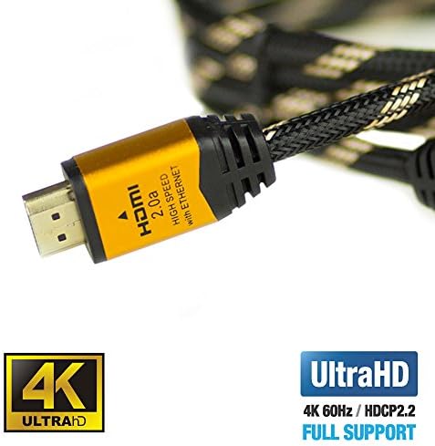 4K HDMI 2.0 Cabo 6ft - UHD 4K 60Hz com HDR - cordão trançado - alta velocidade 18 Gbps - Ethernet & Audio Return - Vídeo 4K 60Hz