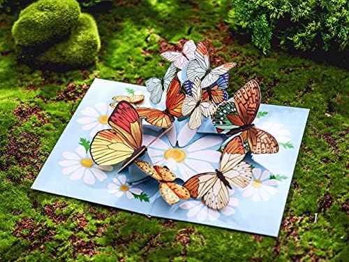 Liif Butterfly 3D Saudação Pop -up pensando em seu cartão, todas as ocasiões, simpatia, só porque, dia das mães, cartão de aniversário para esposa, mãe, avó | Com nota de mensagem e envelope | Tamanho 7 x 5