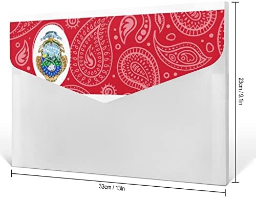 Paisley e Costa Rica Bandeira Plástico Pastas de Arquivos Colorido Com 6 Acordeão do Compartimento Organizador de Documentos