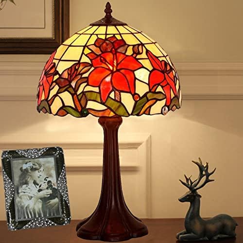Lâmpada de Tiffany, lâmpada de vitral retrô, lâmpada de mesa vintage para a sala de estar da sala de estar, lâmpada de mesa de