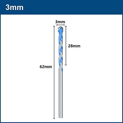 Broca de vidro bit de 3-12mm bit de triângulo para telha de cerâmica Broca de ferramentas de alimentação de madeira de madeira de