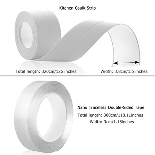 Pacote de solução de fita adesiva doméstica maehsab, 1 pcs fita de selante de calafera própria para banheira, vaso sanitário,