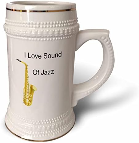 Imagem 3drose de I Love Sound of Jazz Words com saxofone de ouro - 22oz de caneca