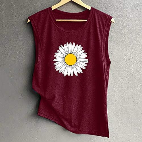 Tampas de tanques sexy básicas para mulheres, 2023 Blusa de manga curta Daisy Impressão floral Basic Summer Graphic