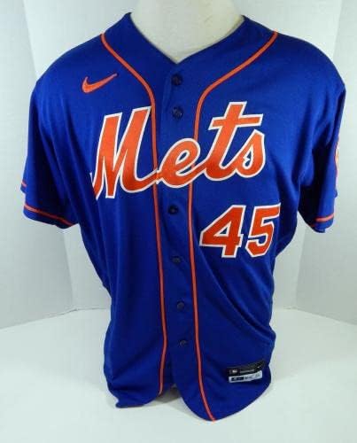 2020 New York Mets Michael Wacha 45 Jogo emitido POS Usado Blue Jersey 48 DP15326 - Jerseys de jogo MLB usado