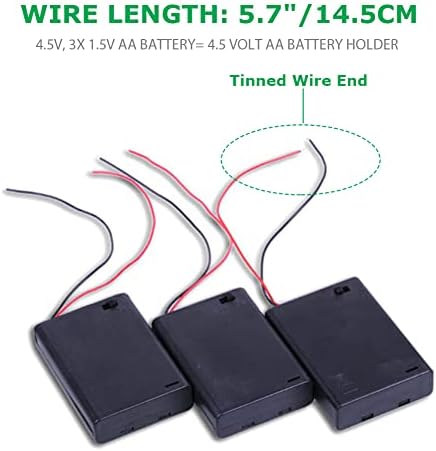 JWISLAND 5 PACK 3 AA OUTOR DE BATERIA com interruptor, 3x 1,5V AA Caixa de suporte da bateria com cabos de fio e interruptor liga/desliga,