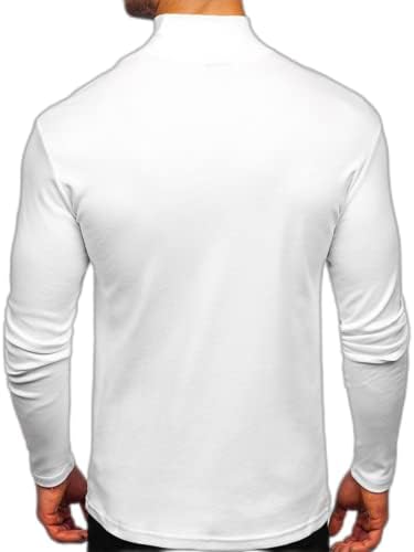 Turtleneck Men Manga Longa Camisa Slim Fit Fit Pullover leve camisa básica Mock Turtleneck para homens de algodão