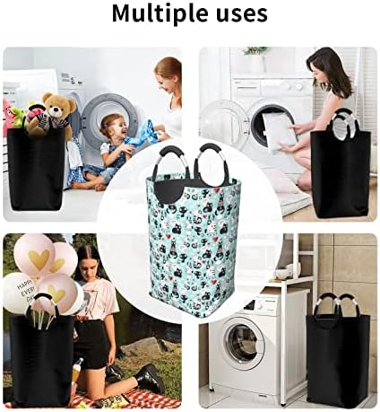 Roupa de lavanderia preta e branca cesta de roupa dobrável cesto de roupa suja de roupas sujas e independentes de roupas de lavar