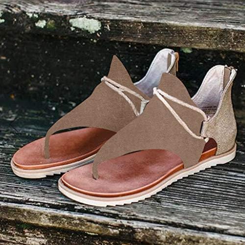 Sandálias planas uqghqo para mulheres, sandálias confortáveis ​​senhoras casuais tirp strap plana sandálias de verão