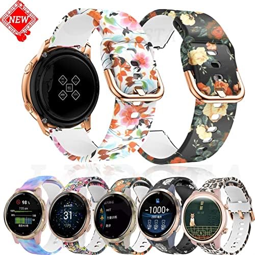 MOPZ 18mm Silicone Printing Watch Band Strap for Garmin Vivoactive 4s/Vivomove 3s/Venu 2s Smart Watch Bracelet Wrist Band Sport