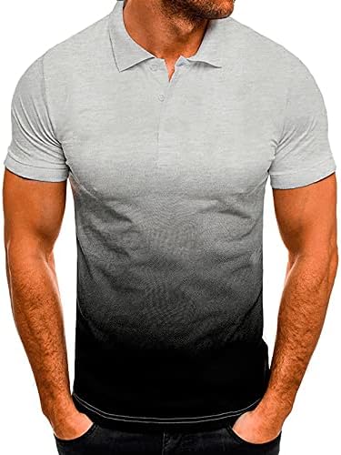 NARHBRG Mens Summer camisa botão V-pescoço pólo-sirts gradiente Slim Fit manga curta camiseta atlética Henley camisetas
