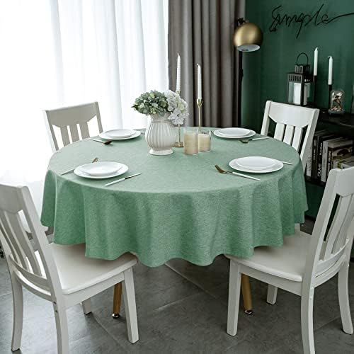 Tocada de mesa redonda de Qidordour, diâmetro de 48 polegadas, toalha de mesa de linho falso, tampa de mesa de jantar de poliéster limpo à prova de derramamento resistente à água para a decoração de buffet de buffet de restaurante de cozinha, verde escuro, verde escuro