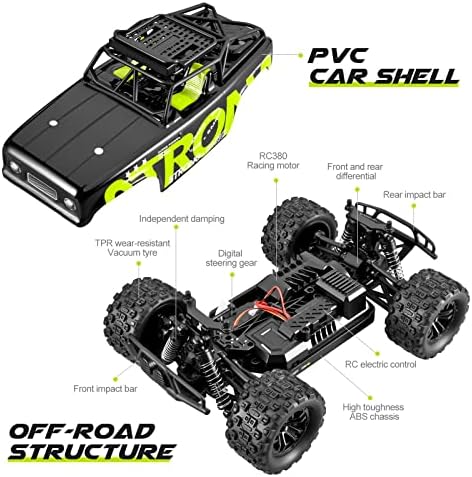 Caminhão Supkonxi RC 1:18 Caminhão de controle remoto em escala, 36 km/h carros RC de alta velocidade, 4WD Todos os