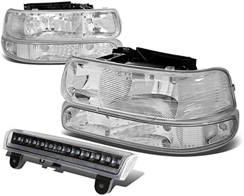 Compatível com Chevy Tahoe/Suburban GMT800 Par de Chrome Clear Call Fartlight+Bumper+3ª Luz de Freio