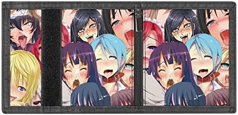 Anime Face Ahegao Trifold Wallet Polyester Polyster Personalizado Carteira do cartão com zíper para homens Mulheres