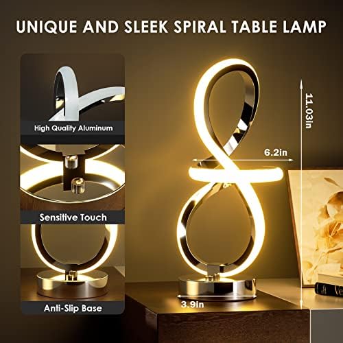 Iksoo Spiral Led Table Lamp, 7 cores 10 modos de luz Lâmpada de cabeceira moderna, lâmpada exclusiva de toque, lâmpadas frias para