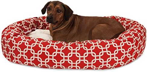 52 polegadas links vermelhos Sherpa Bagel Dog Bed