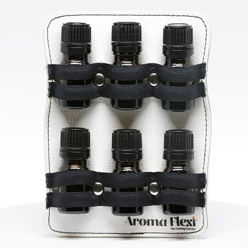Aroma Flexi - suporte essencial para garrafas de óleo para garrafas de 6 x 5 ml - couro vegano - abre o slide fácil e fácil