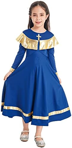 Chictry Kids Girls Manga Longa Manga Longa Metálica Dardo Gold Robô Litúrgico Vestido de Danomia Vestido Costume Dança