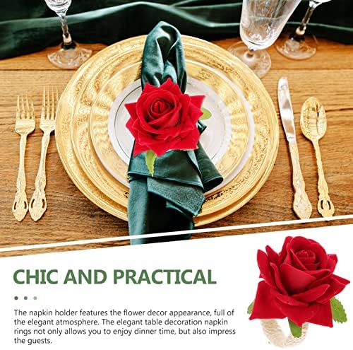 Hanabass 4pcs Napkin anéis de nariz da mesa de jantar anéis de tecido de flor anéis de guardanapo decorativo para casamentos namorados