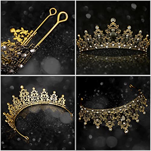Coroa negra para mulheres, tiaras e coroas barrocas de Aicona para mulheres, meninas, acessórios de cabelo de cristal