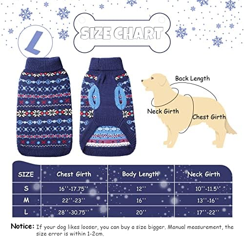 2 peças Classic Snowflake Dog Sweater Apparo macio espessamento Argyle Dog Sweater Casaco de malha de inverno para cães grandes suéter