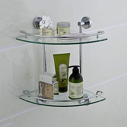 Prateleira de vidro prateleira de vidro, triângulo de banheiro montagem de parede de vidro temperado/camada única/camada
