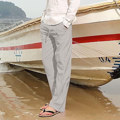 Calça de veludo calça calças de linho da cintura elástica mensal para homens contemporâneos de qualidade de linho macio contemporâneo