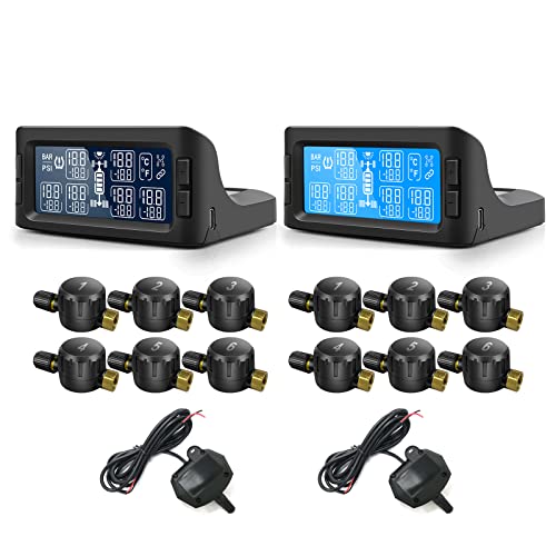 Sistema de monitoramento de pressão dos pneus Easesuper RV, TPMs de tela grande RV com 6 fluxo através de sensores e repetidores,