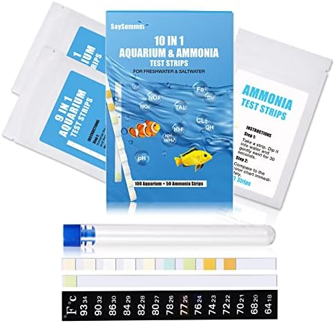 10 em 1 kit de teste de amônia para aquário, 150ct Aquário de amônia tiras de água doce água salgada, tanque de peixes Kit de tiras