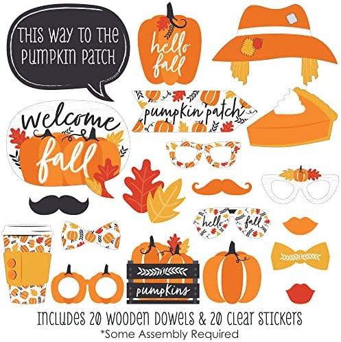 Big Dot of Happiness Funny Fall Pumpkin - Halloween ou Kit de adereços de estande de festa de Ação de Graças - 30 contagem