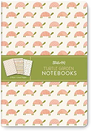 Estúdio oh! Conjunto de trio de notebooks de 3 - Garden de tartaruga - 5,75 × 8,25 - 3 coordenando os designs de capa de cartolina - 80 páginas ladeadas - para escola, trabalho e casa